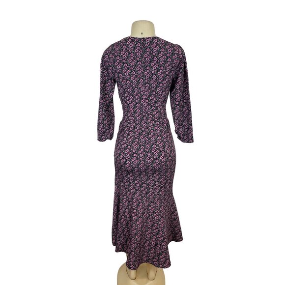 Lush Black Ditsy Floral Dress With Side Tie & Ruffled Hem Sz XS - New - Picture 3 of 8